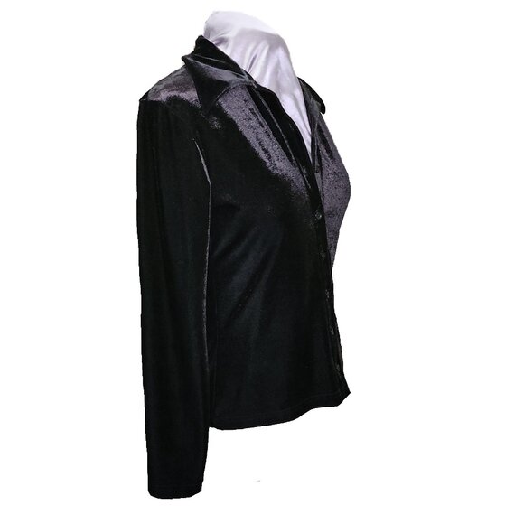 Vintage Black Stretch Velvet Blouse - Picture 3 of 6